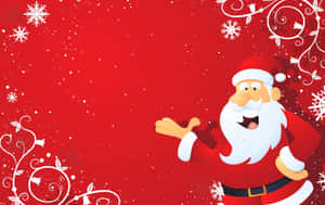 Red Santa Claus Christmas Cartoon Wallpaper