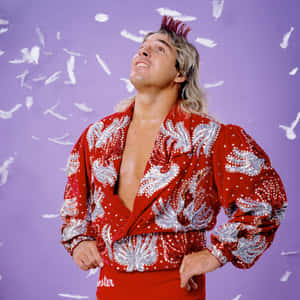 Red Sequined Wrestler Feathers Falling Wallpaper
