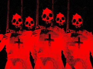 Red Skull Cross Imagery Wallpaper
