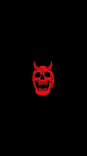 Red Skull Horns Black Background Wallpaper