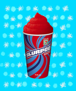 Red Slurpee Cup Snowflake Background Wallpaper