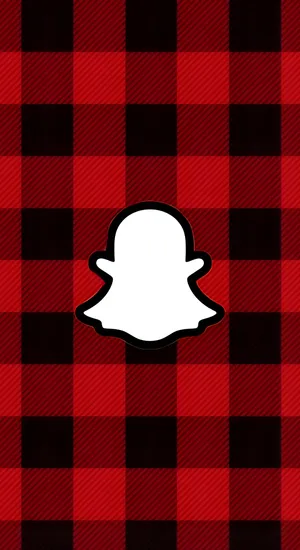 Red Snapchat Logo On Plaid Wallpaper