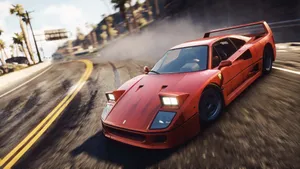 Red Sports Car Speedingin Need For Speed World Wallpaper