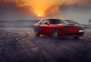 Red Sports Car Sunset Drift Wallpaper