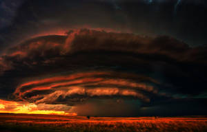 Red Sunset Wedge Tornado Wallpaper