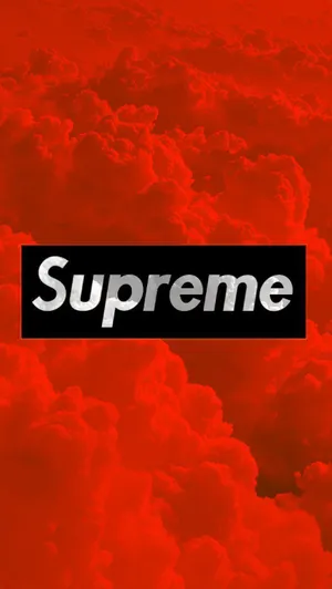 Red Supreme Logo And Clouds Wallpaper
