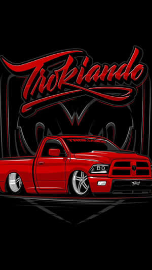 Red Takuache Truck Trokiando Artwork Wallpaper