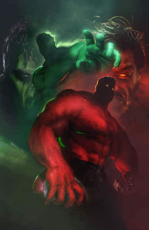 Red_vs_ Green_ Hulk_ Showdown Wallpaper