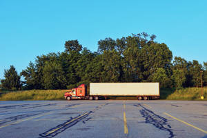 Red White Freight Semi-truck Wallpaper