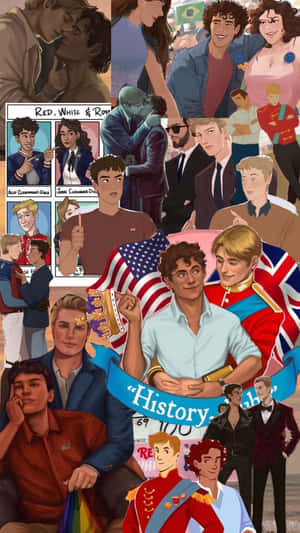 Red White Royal Blue Collage Wallpaper