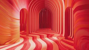 Red Y2 K Aesthetic Corridor Wallpaper