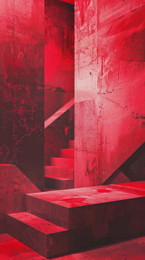 Red Y2 K Architectural Abstract Wallpaper