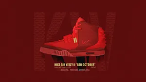 Red Yeezy Shoe Yellow Text Wallpaper