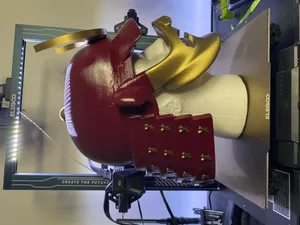 Redand Gold Samurai Helmet3 D Print Wallpaper