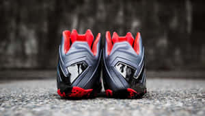 Redand Gray Basketball Shoes Rear View Wallpaper