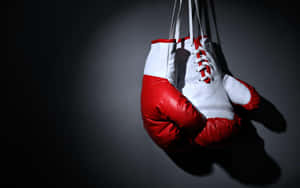 Redand White Boxing Gloves Hanging Wallpaper