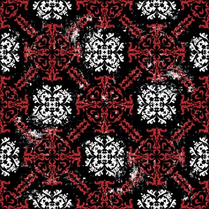 Redand White Damask Patternon Black Background Wallpaper