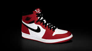 Redand White High Top Basketball Shoe Wallpaper