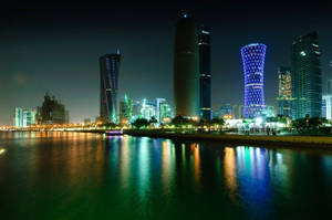Reflective Doha City Wallpaper