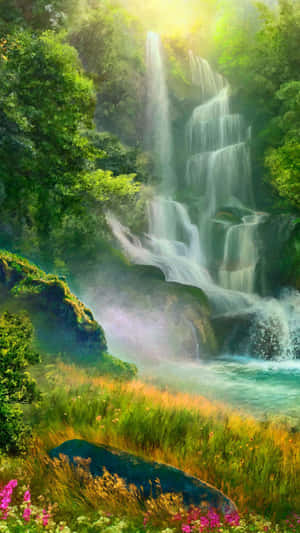 Refresh Your Senses With A Calming View Of An Iphone Waterfall. Wallpaper