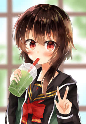 Refreshing Anime Bubble Tea Wallpaper