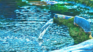 Refreshing Spring Water Flowing Through Lush Green Forest Wallpaper