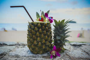 Refreshing Summer Cocktails On A Tropical Beach Wallpaper