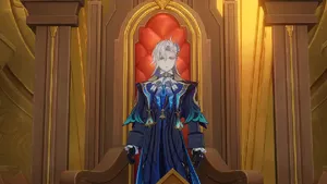 Regal Anime Character Throne Room Wallpaper