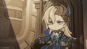 Regal Blue Attire Anime Character Wallpaper