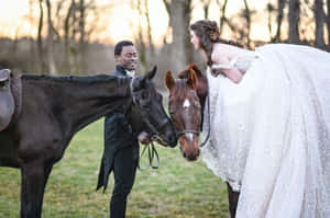 Regency Era Bridal Equestrian Scene Wallpaper