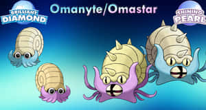 Regular And Shiny Omanyte And Omastar Wallpaper