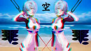 Rei Ayanami Vaporwave Anime Wallpaper