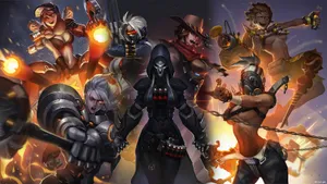 Reinhardt Charging Into Battle In Overwatch Wallpaper