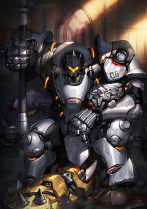 Reinhardt In Action, The Mighty Overwatch Warrior Wallpaper