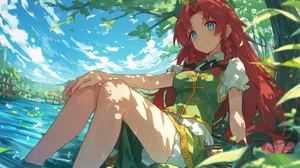 Relaxing By The Lake Hong Meiling Wallpaper