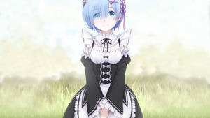 Rem In Green Field Wallpaper