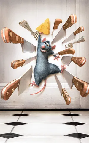 Remy With Knives Ratatouille Wallpaper