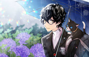 Ren Amamiya With Umbrella Wallpaper