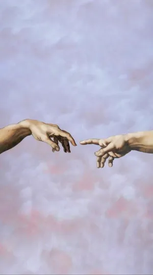 Renaissance Aesthetic Creation Of Adam Hands Wallpaper