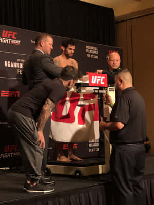 Renan Barao Intensely Weighs In Before A Ufc Match Wallpaper