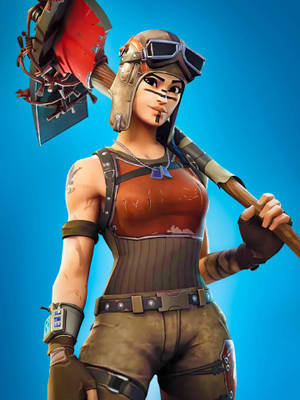 Renegade Raider Dominating In The Fortnite Field Wallpaper