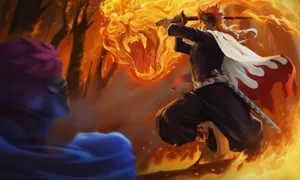 Rengoku And Akaza's Intense Battle Scene Wallpaper