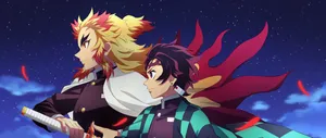 Rengoku And Tanjiro - A Fiery Duo Wallpaper