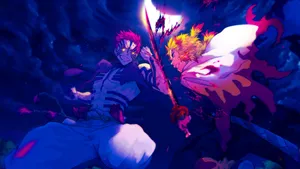 Rengoku_vs_ Akaza_ Epic_ Confrontation Wallpaper