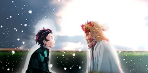 Rengokuand Tanjiro Final Moment Wallpaper