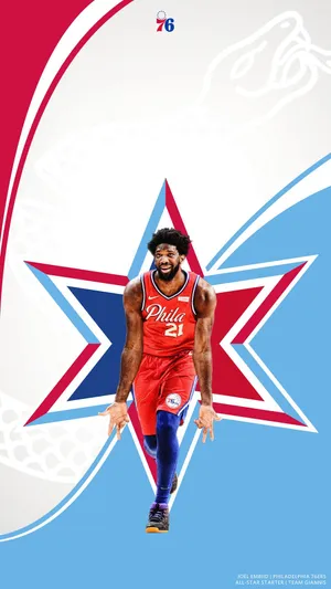 Represent Your Favorite Nba Team With This Stylish Sixers Iphone Wallpaper Wallpaper