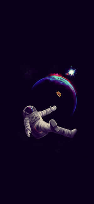 Representing The Clash Of Two Worlds – This Astronaut Iphone Wallpaper Brings The Infinite Possibilities Of Space To Your Pocket. Wallpaper