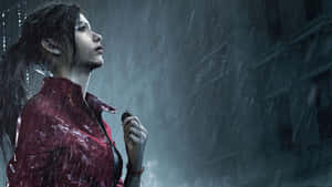 Resident Evil 2 Claire Necklace In The Rain Wallpaper