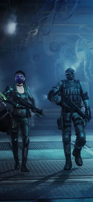 Resident Evil Iphone Soldiers In Dark Room Wallpaper