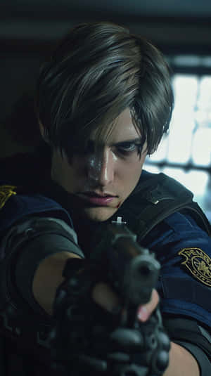 Resident Evil2 Remake Leon Aiming Wallpaper